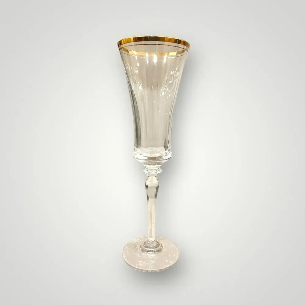 Mikasa Jamestown Gold Trim Crystal Stemmed Champagne Flute Set of 5